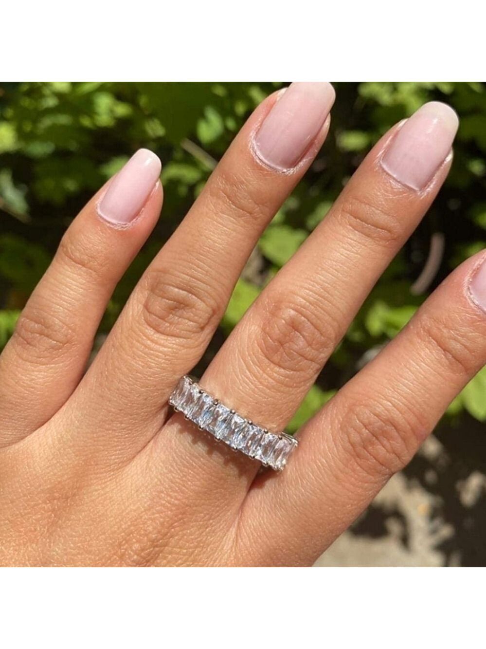 SILVER Baguette CZ Eternity Band Size 7